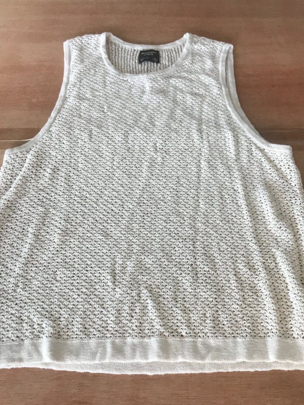 Abercrombie & Fitch Open Knit Tank Top Women XXL Beige Textured Mesh Lightweight